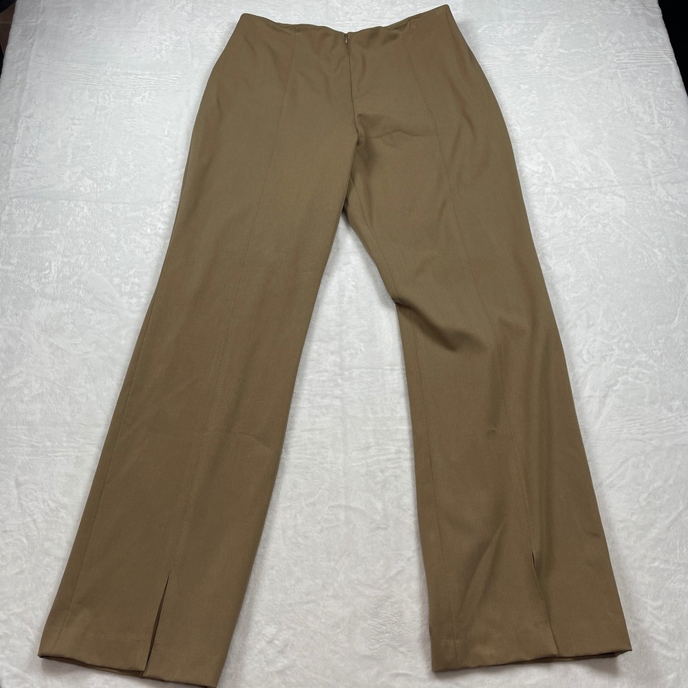 Fabrizio Gianni Womens Camel Tan High Rise Straight Leg Trousers Size 14 USA